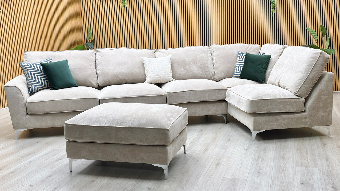 ‘Legend’ Kingston Mushroom Fabric Classic Back Corner Sofa + Armless Unit