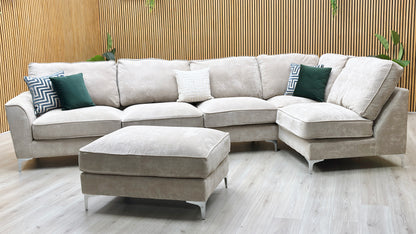 ‘Legend’ Kingston Mushroom Fabric Classic Back Corner Sofa + Armless Unit