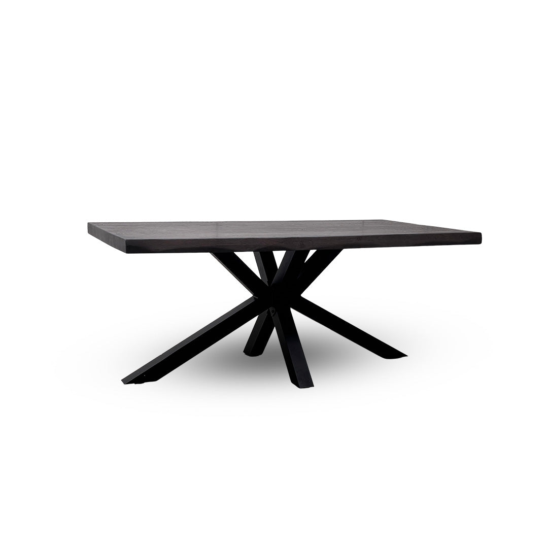 Bodahl ‘Njord’ 02 Smoked Raw Edge Dining Table with Metal Star Base 180cm