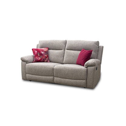 'Georgia' Natural Fabric 3 Seater Manual Recliner Sofa