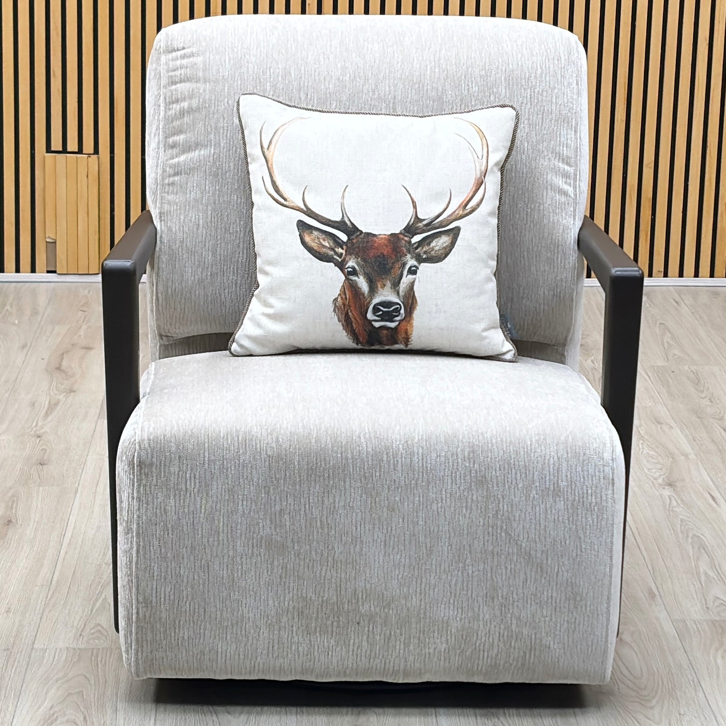 ‘Aphrodite’ California Cobblestone Grey Dw Fabric Accent Swivel Chair