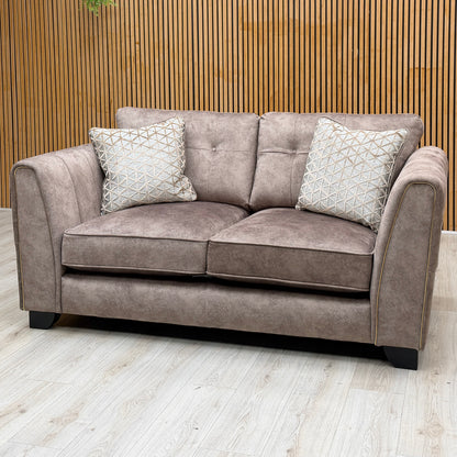 ‘Mariah’ Dapple Chocolate-Tri Brass Insert Velvet Fabric 2 Seater Classic Back Sofa – view 3