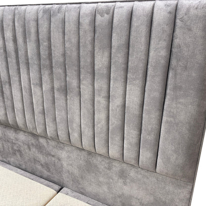 Sleep Story Lace Dolphin Floor Standing Headboard with End Lift Ottoman - Double