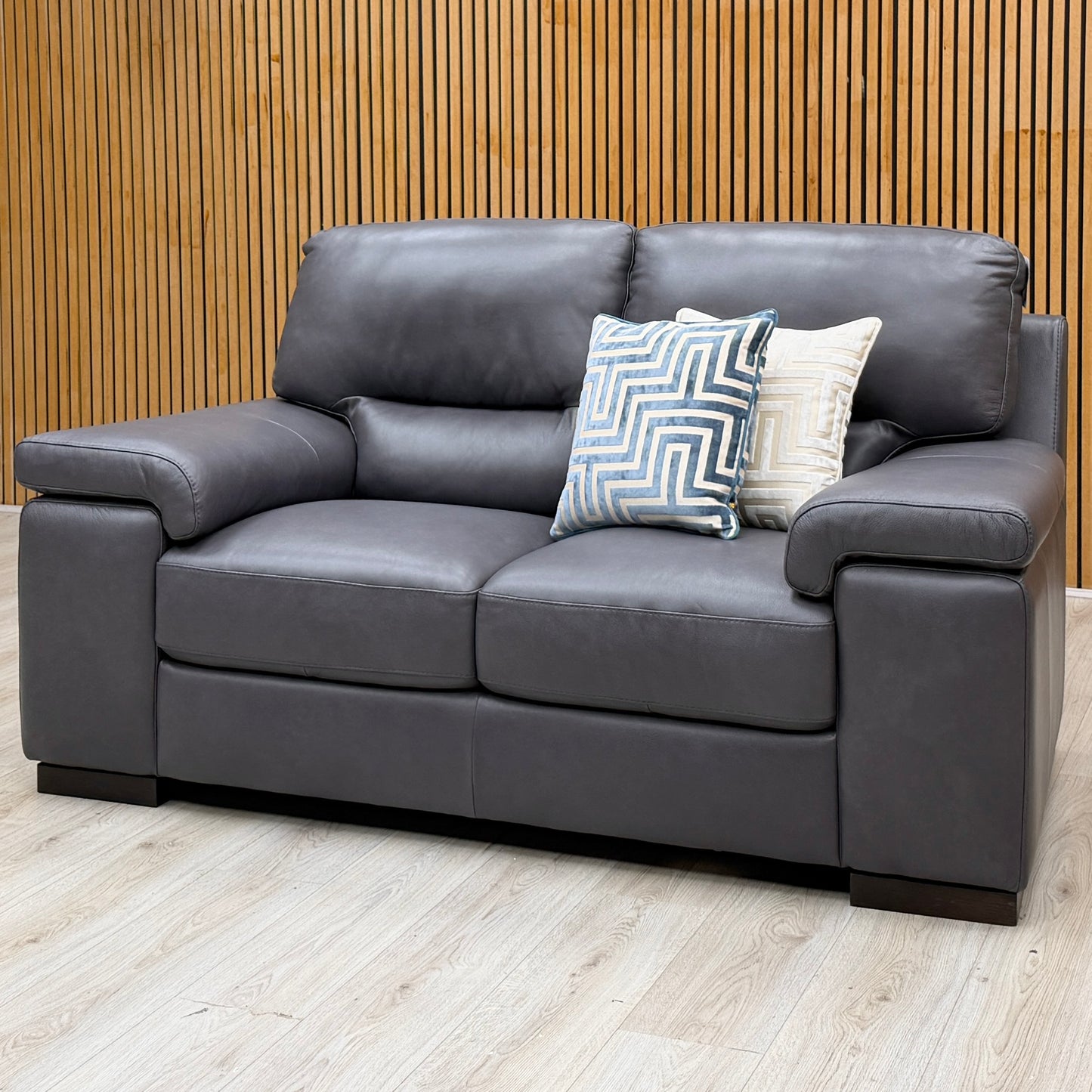 Marinelli ‘Oskar’ Grey Leather 2 Seater Sofa – view 3