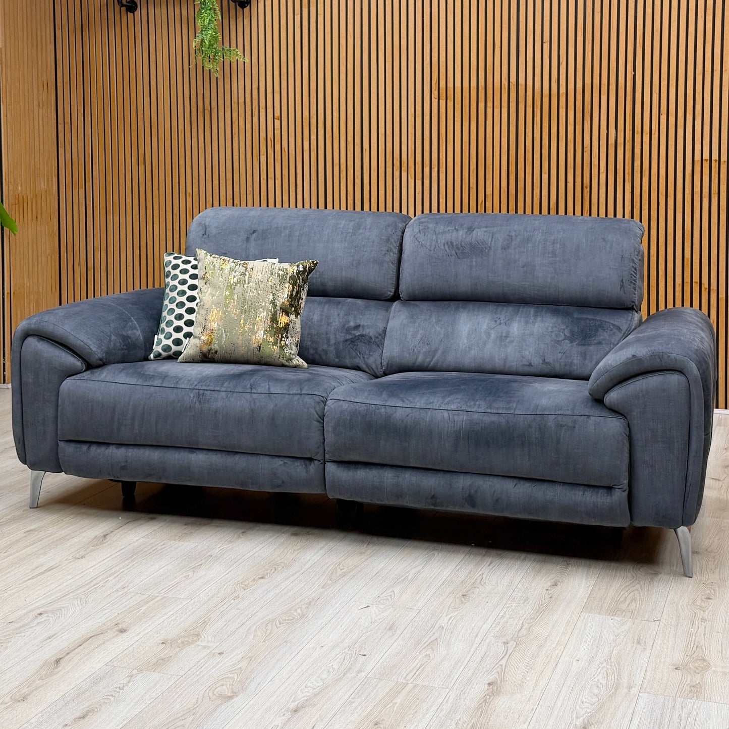 ‘Vino' 52001 Granite Fabric 3 Seater Power Recliner Sofa with Power Headrests and Heated Seats – view 3