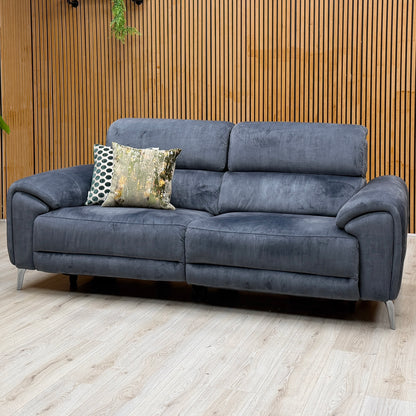 ‘Vino' 52001 Granite Fabric 3 Seater Power Recliner Sofa with Power Headrests and Heated Seats – view 3