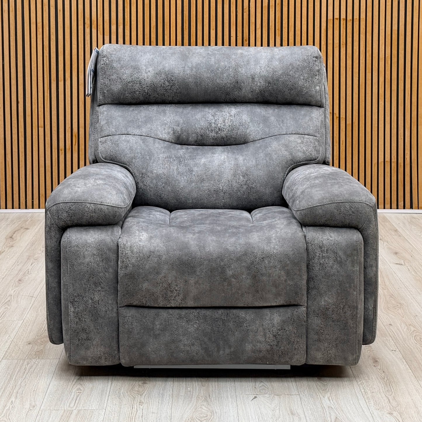 ‘Cinemax’ Marque Seal Grey Mq-0106 Velvet Fabric Media Arm Power Recliner Chair with Power Headrest – view 3