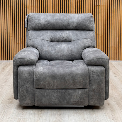 ‘Cinemax’ Marque Seal Grey Mq-0106 Velvet Fabric Media Arm Power Recliner Chair with Power Headrest – view 3