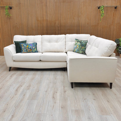 view of the Ivory White 'Dawson' Corner Sofa, highlighting the generous seating and Left-Hand Facing orientation.