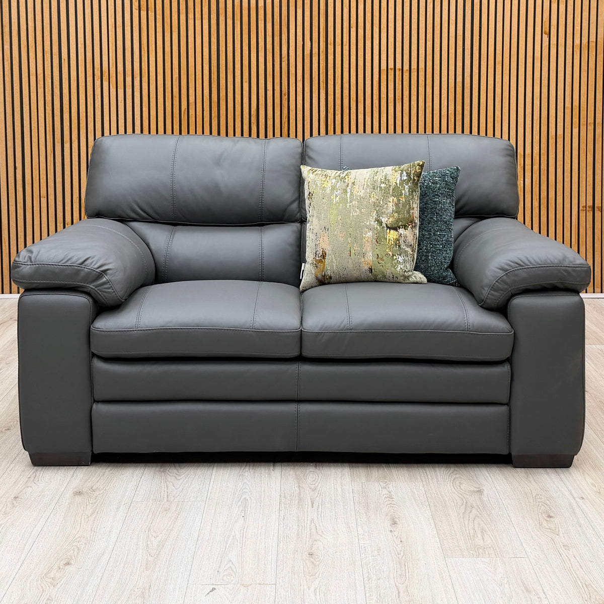 World of Leather ‘Cozee’ Nw-517e Shale Grey Pure Premium Leather 2 Seater Sofa – view 3