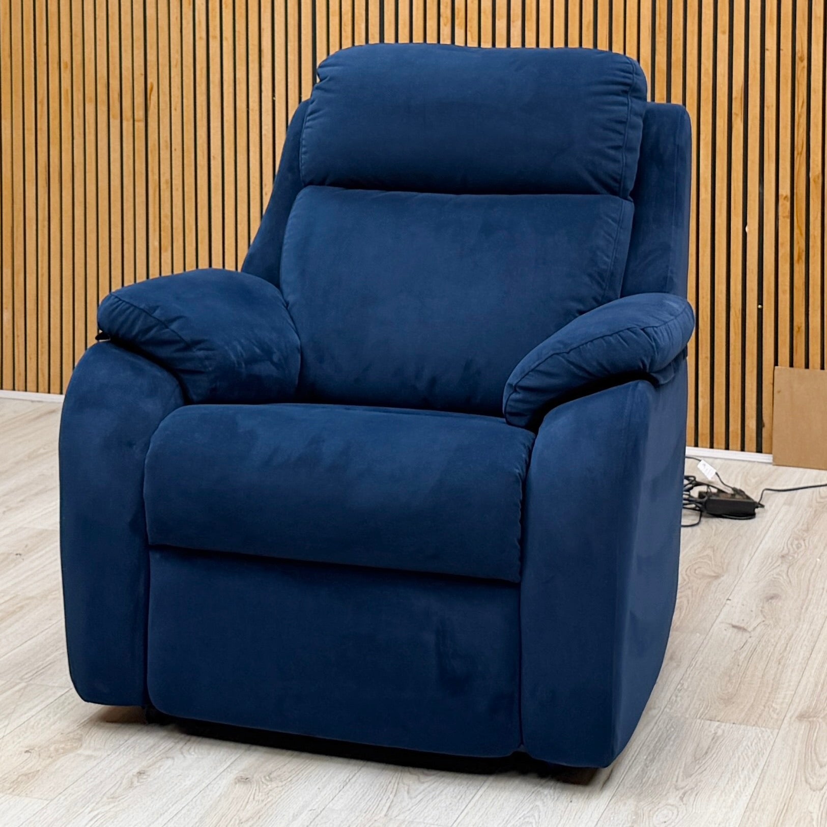 G Plan 'Kingsbury' Navy Blue Velvet Fabric Power Recliner Chairs with Power Headrest and Power Lumbar - Set of 2 – view 3