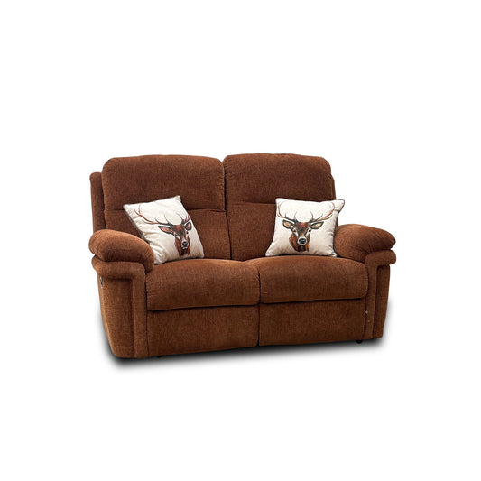 'Toledo' Pumpkin Fabric 2 Seater Power Recliner Sofa with Head Tilt & Lumbar