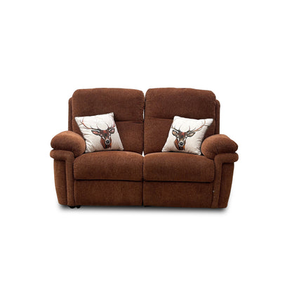 'Toledo' Pumpkin Fabric 2 Seater Power Recliner Sofa with Head Tilt & Lumbar