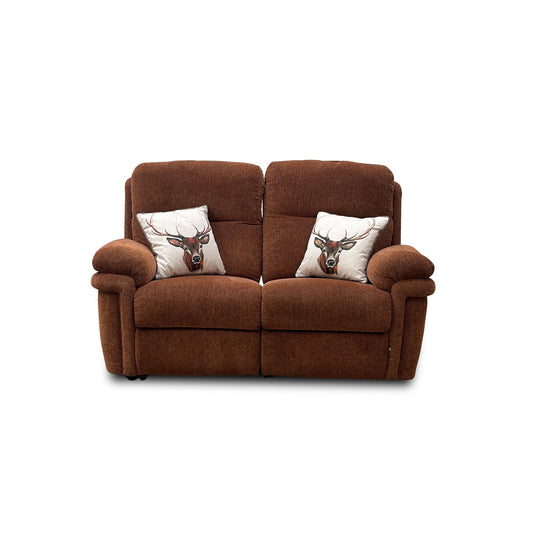 'Toledo' Pumpkin Fabric 2 Seater Power Recliner Sofa with Head Tilt & Lumbar