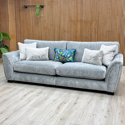 ‘Aphrodite’ California Mist Grey Dw Ft Fabric 4 Seater Split Frame Sofa