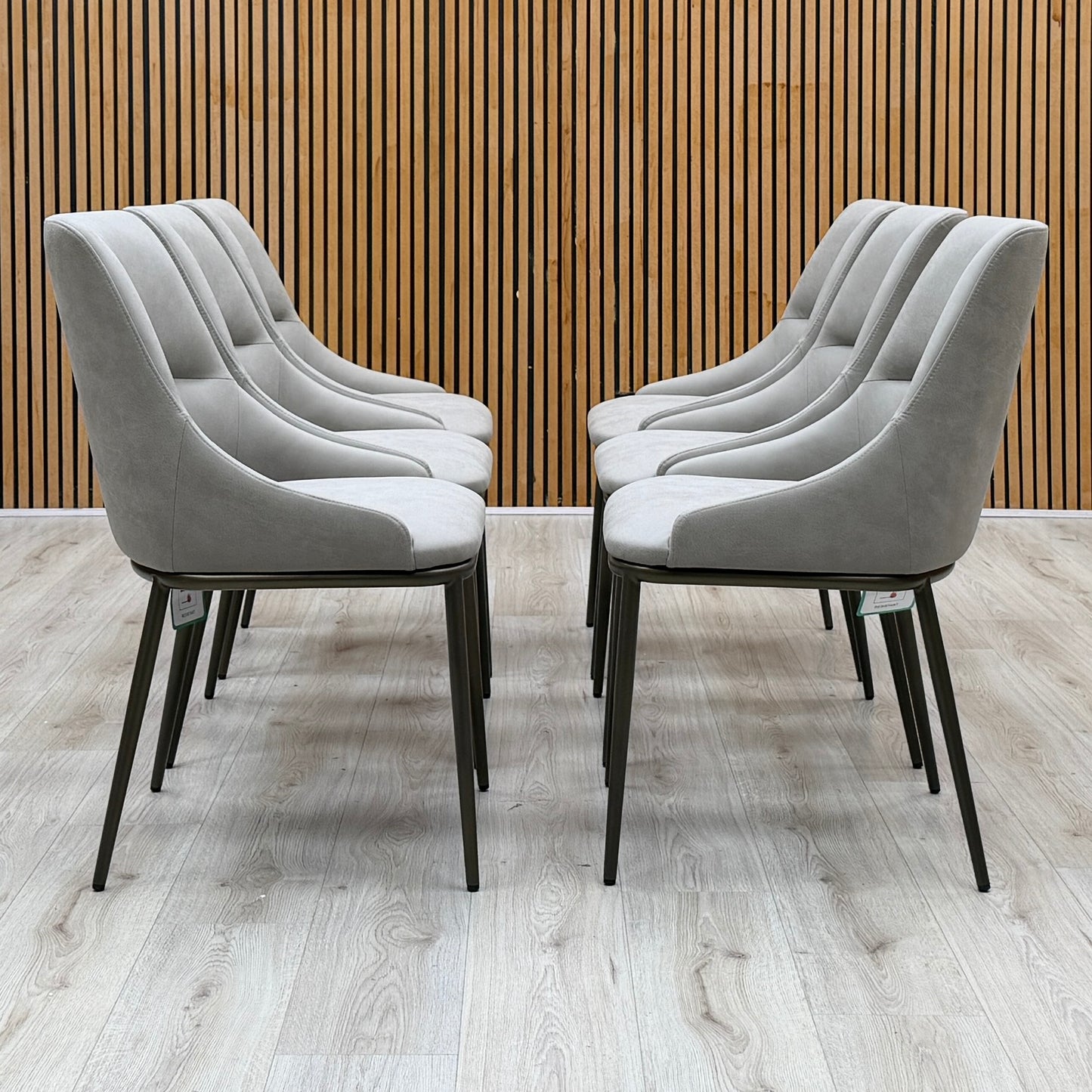 ‘Camino’ Taupe Faux Leather Set of 6 Dining Chairs