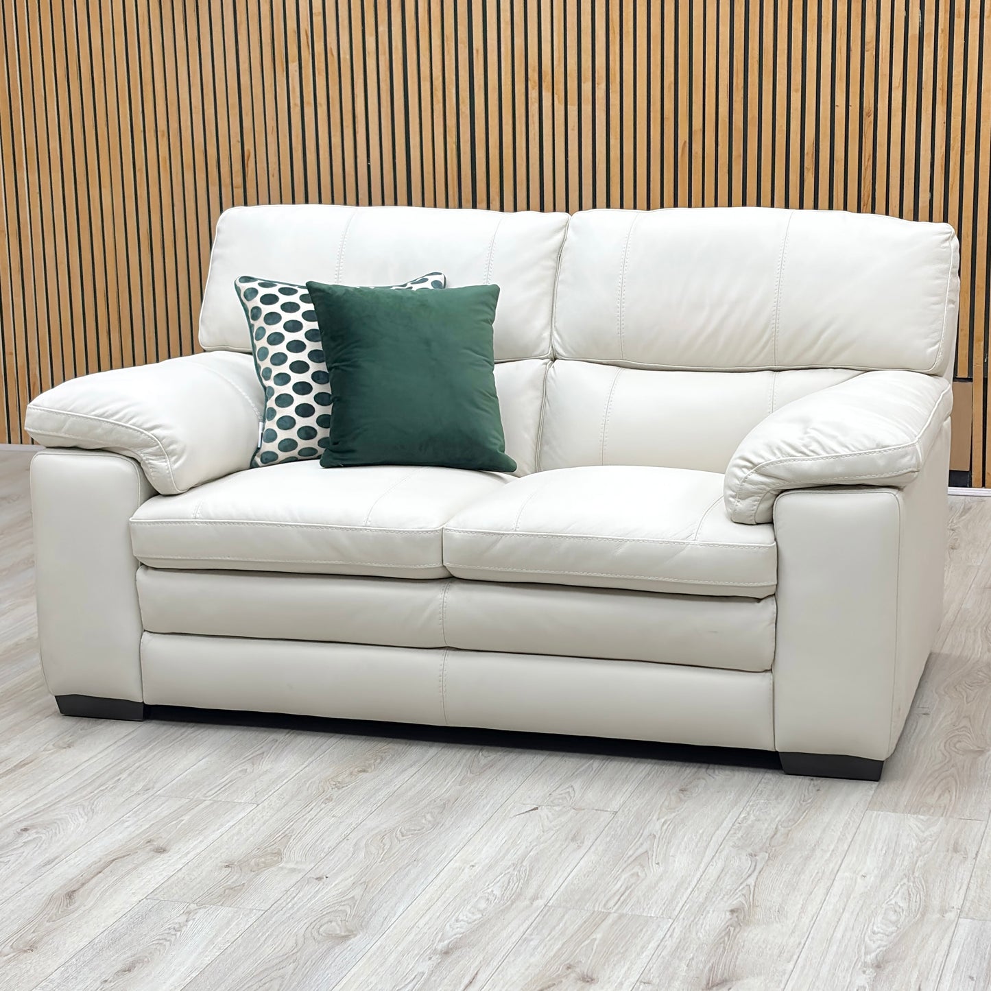 World of Leather 'Cozee' Nw-521e Frost White Pure Premium Leather 2 Seater Sofa