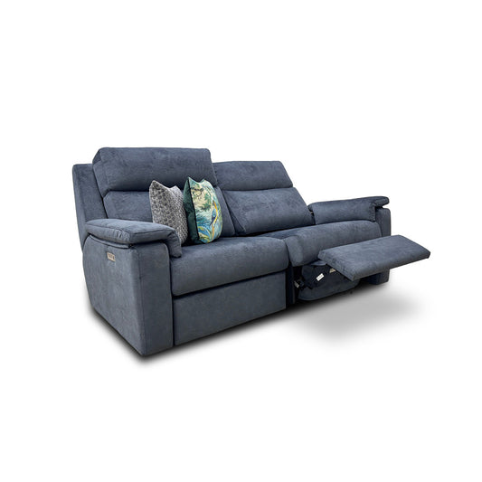G Plan 'Thornbury' Prama Midnight Fabric 3 Seater Power Recliner Sofa with Power Headrests and Power Lumbar
