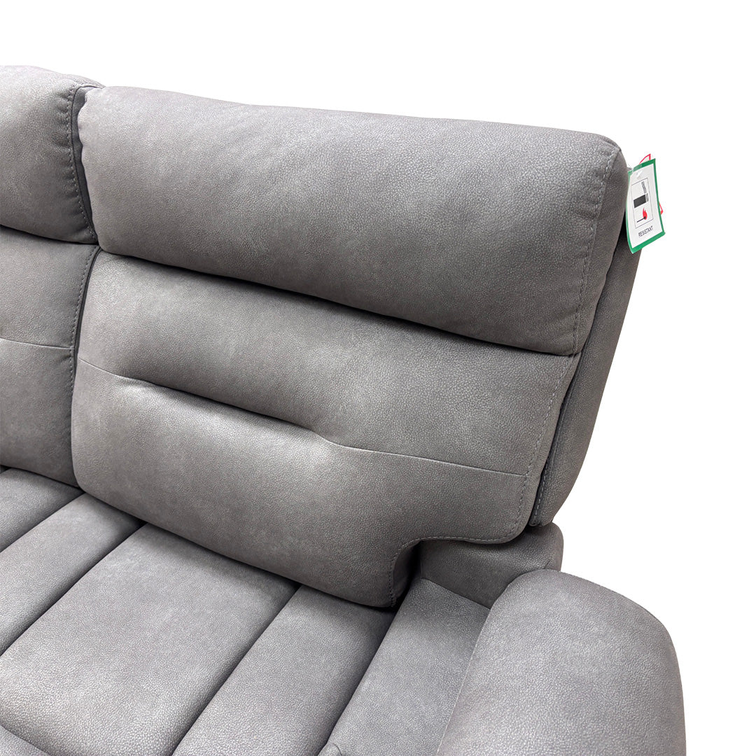 'Cinemax' Nappa Grey 2 Seater Fabric Power Recliner Sofa with Power Headrests and Media Arms