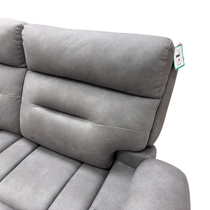 'Cinemax' Nappa Grey 2 Seater Fabric Power Recliner Sofa with Power Headrests and Media Arms