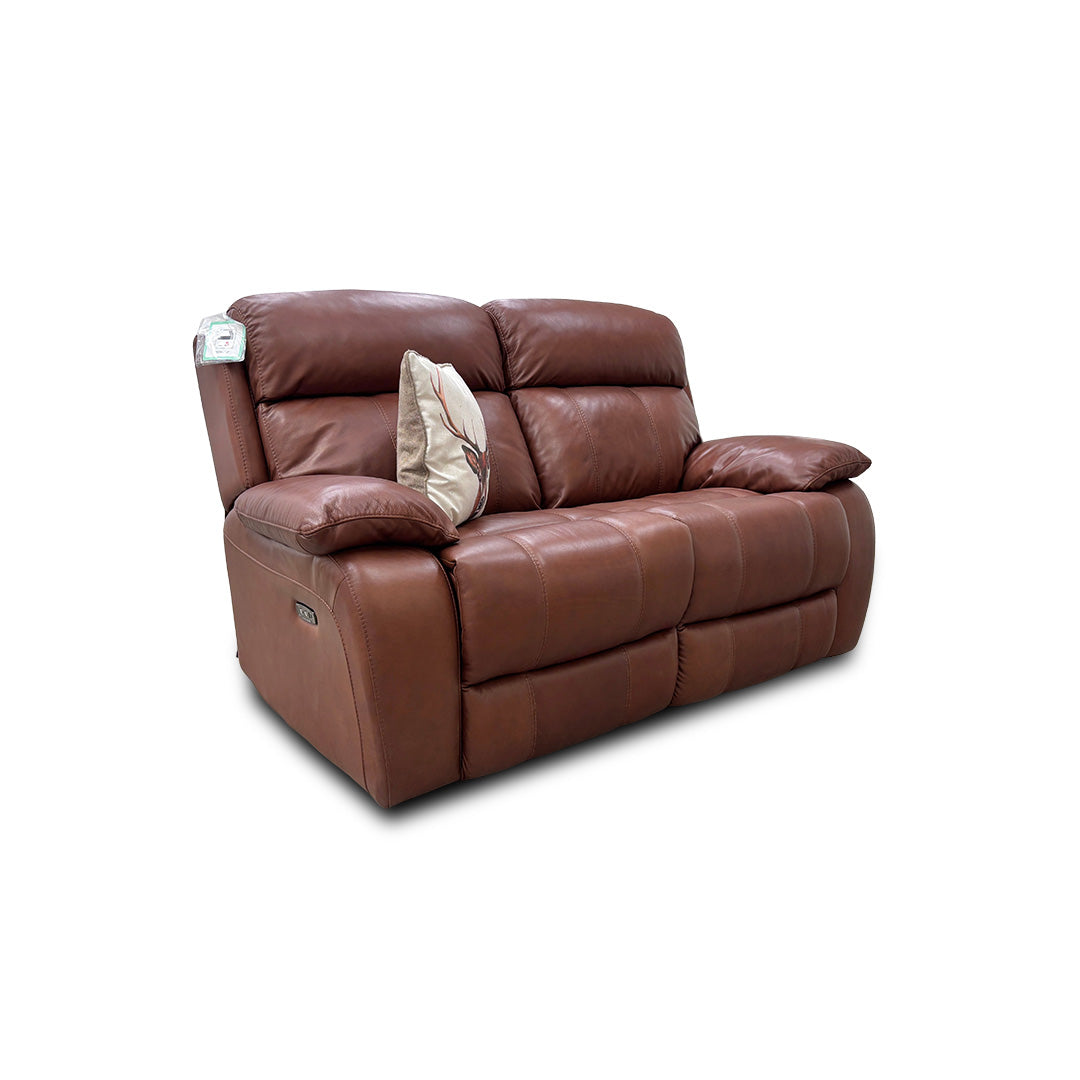 World of Leather 'Moreno' Sk-297e Cumin Leather Power Recliner 2 Seater Sofa