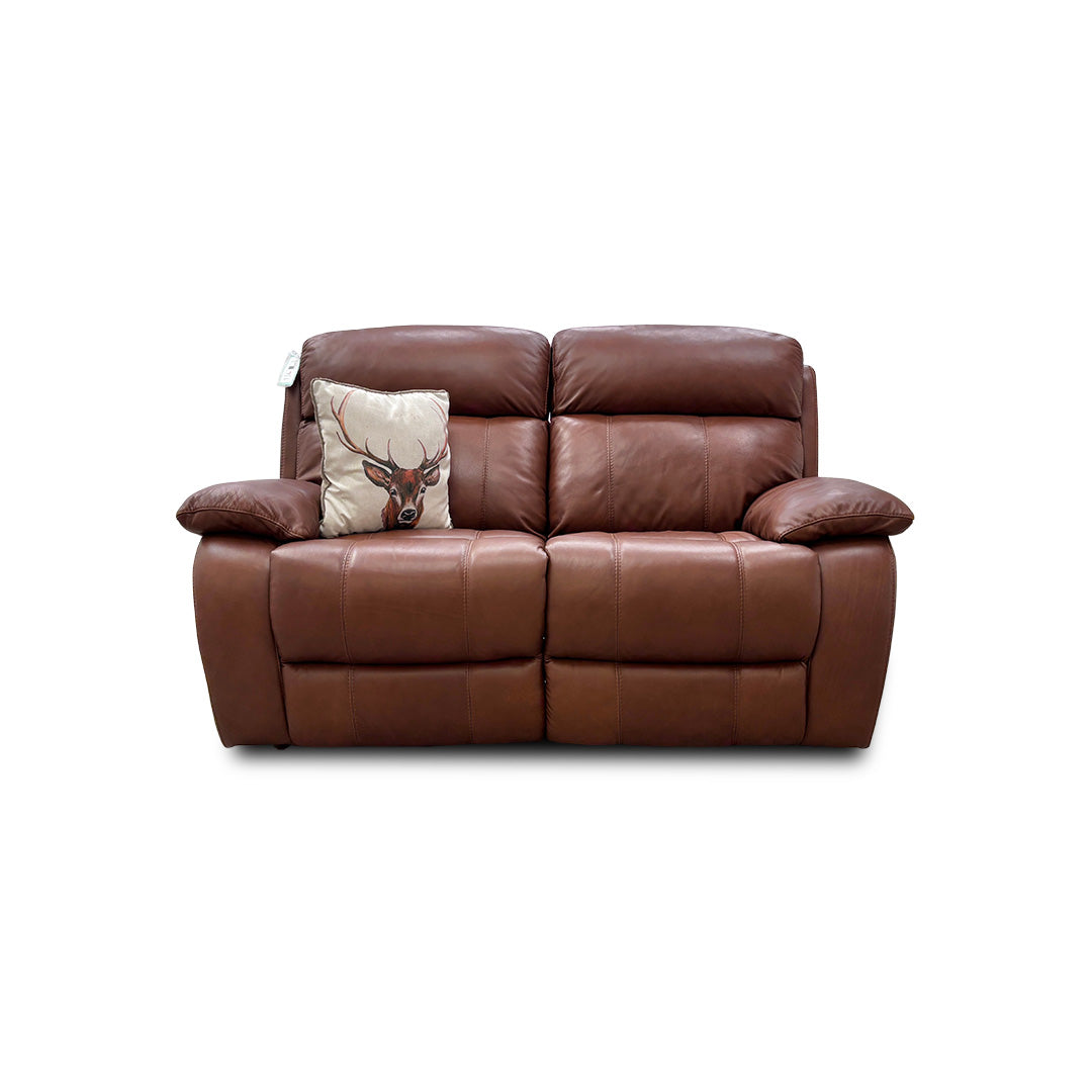 World of Leather 'Moreno' Sk-297e Cumin Leather Power Recliner 2 Seater Sofa
