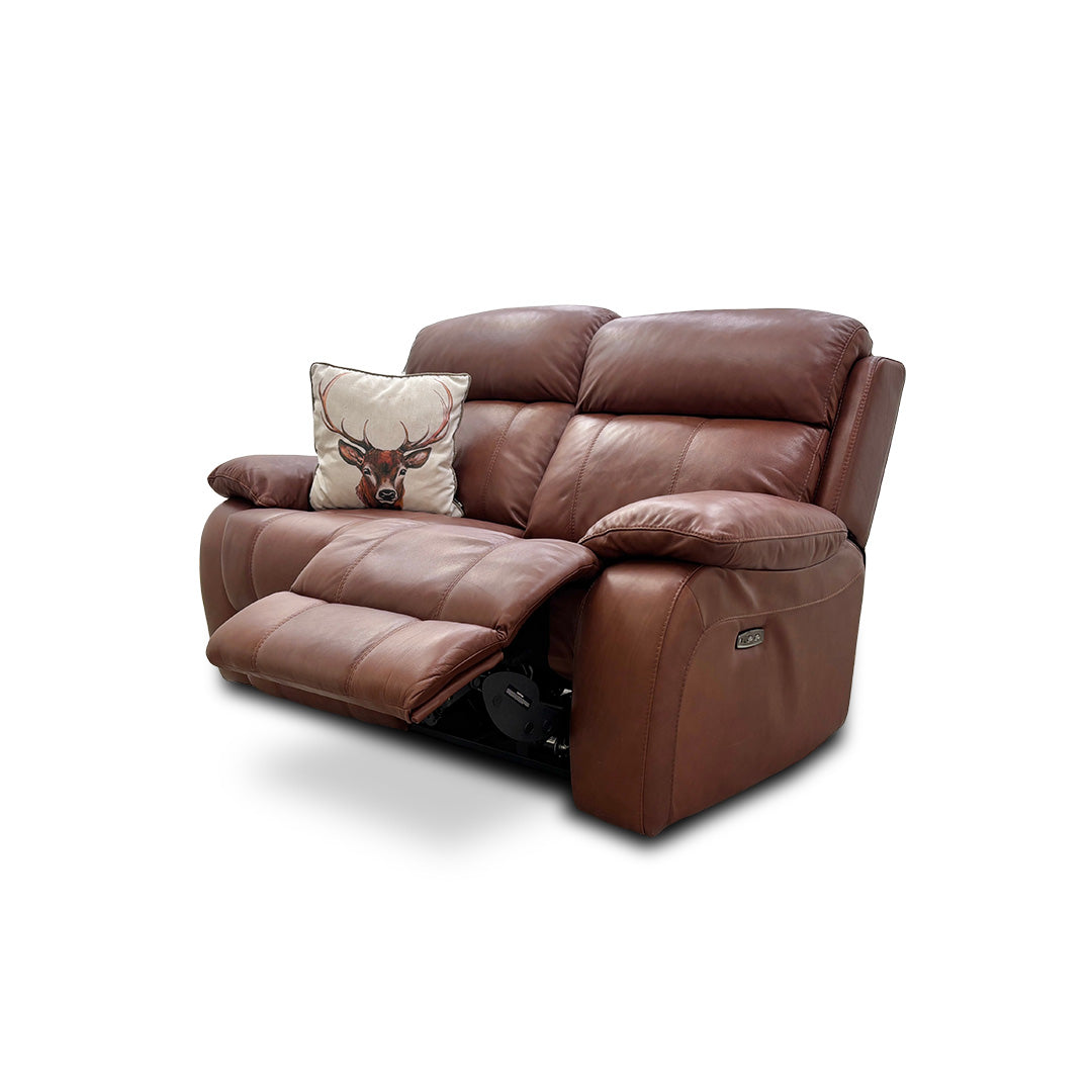 World of Leather 'Moreno' Sk-297e Cumin Leather Power Recliner 2 Seater Sofa