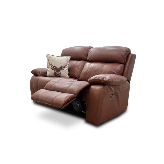 World of Leather 'Moreno' Sk-297e Cumin Leather Power Recliner 2 Seater Sofa