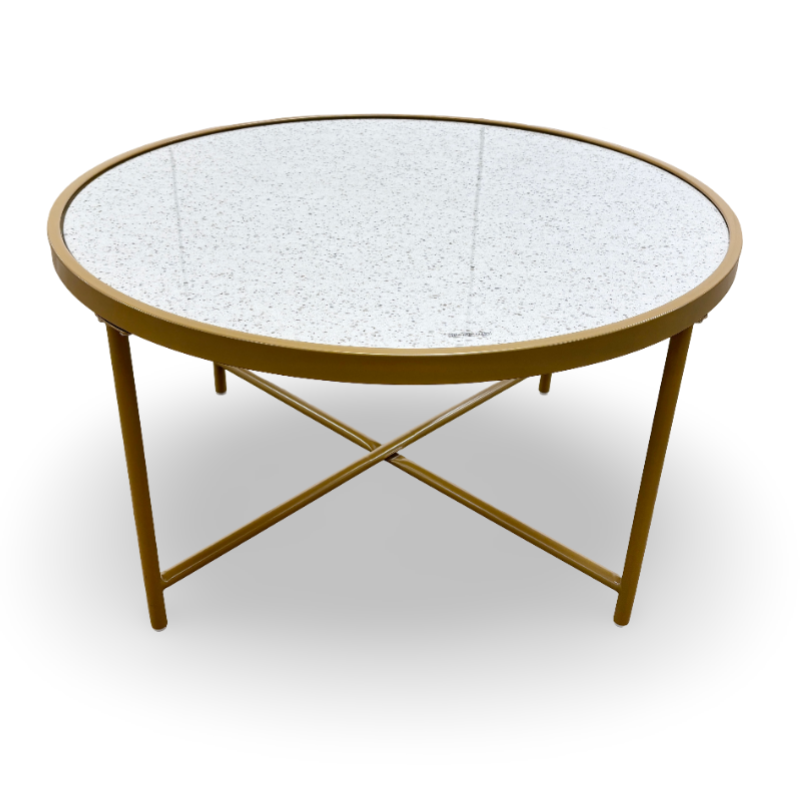 ‘Cora’ Terrazzo Coloured Coffee Table with Gold Legs
