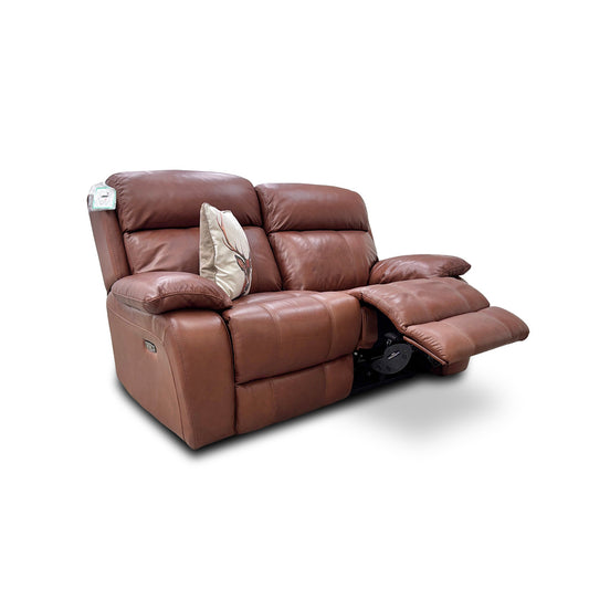 World of Leather 'Moreno' Sk-297e Cumin Leather Power Recliner 2 Seater Sofa