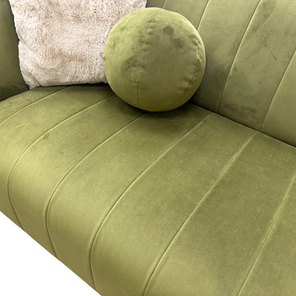 'Fitzrovia' Matt Velvet Olive Mix With Trim 3 Seater Sofa + Swivel Accent Chair + Footstool