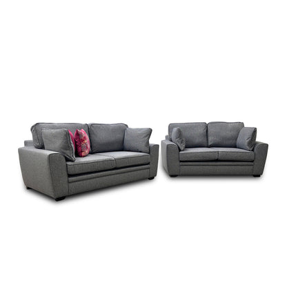 'Chalfont' Charcoal Tight Weave Fabric 3 + 2 Seater Sofa Set