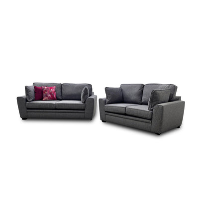'Chalfont' Charcoal Tight Weave Fabric 3 + 2 Seater Sofa Set