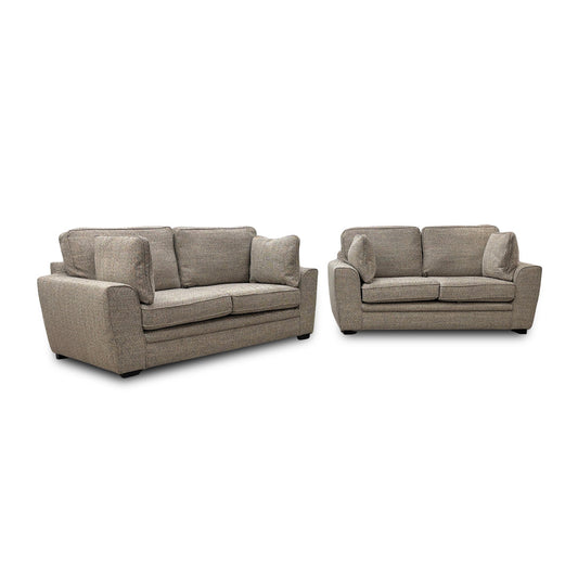 'Chalfont' Stone Woven Fabric 3 + 2 Seater Sofa Set