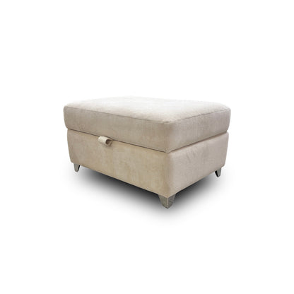 'Luella' Soft Sherpa Natural Mix Oslo Cream Large Storage Footstool