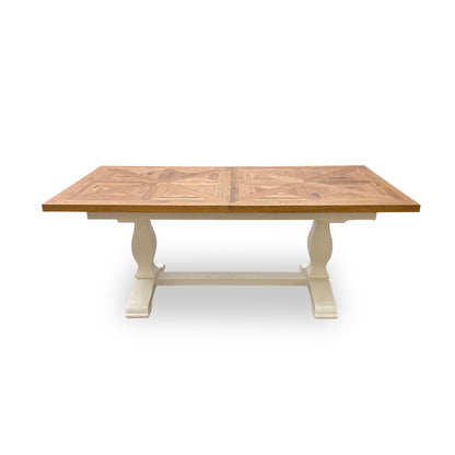 'Pattern' Solid Beech Farmhouse Fixed Parquet Dining Table