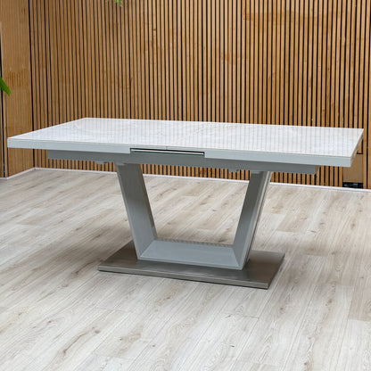 ‘Grigio’ High Gloss Ceramic Top Large Pop-Up Extending Dining Table