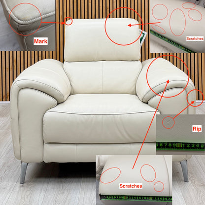 ‘Vino’ Cat-60_05 Bone China Cream Leather Power Recliner Chair with Power Headrest and Heated Seat