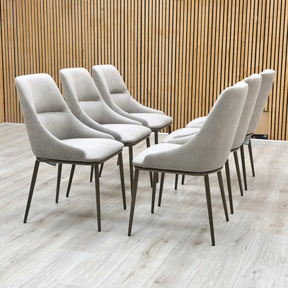 ‘Camino’ Taupe Faux Leather Set of 6 Dining Chairs