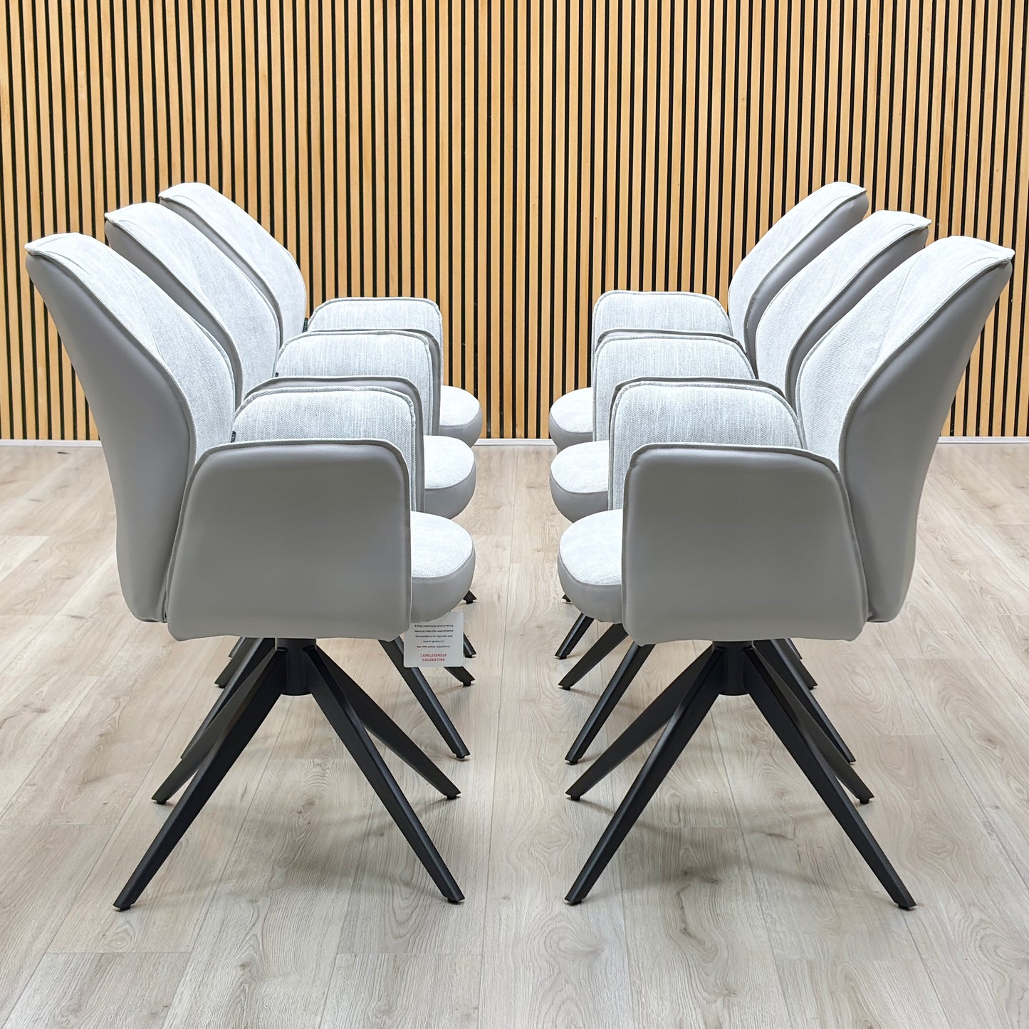‘Julio’ G5 Stone Grey Fabric Dining Arm Chairs - Set of 6