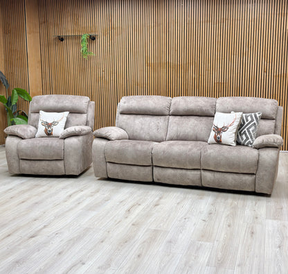 ‘Moreno’ Bfa-Bnn-R29 Mink Fabric 3 Seater Power Recliner Sofa + Power Chair