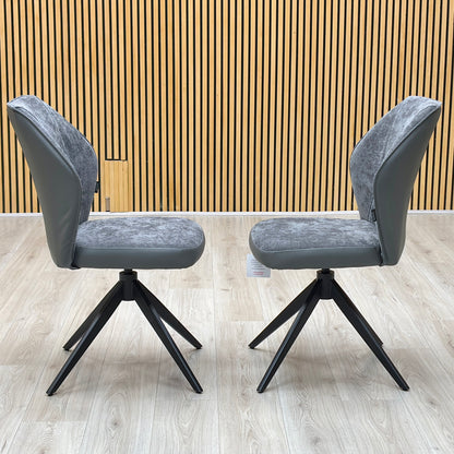 'Julio’ G6 Anthracite Grey Fabric Dining Chairs - Set of 2