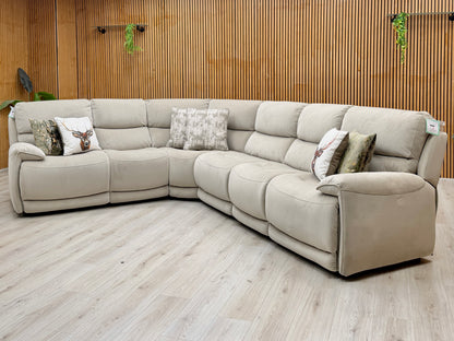 ‘Link’ Taupe Velvet Fabric Large Corner Sofa + Armless Unit