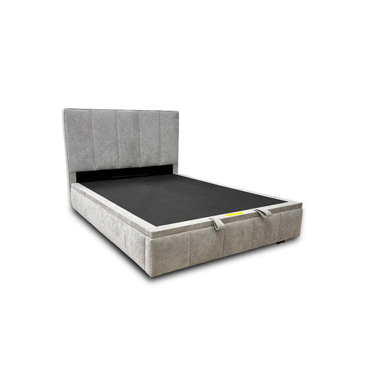 'Telosa' Grey Fabric End Lift Electric Ottoman Bed Frame with Headboard