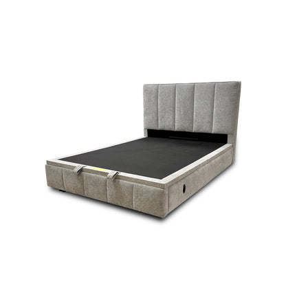 'Telosa' Grey Fabric End Lift Electric Ottoman Bed Frame with Headboard