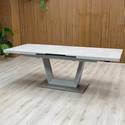 ‘Grigio’ High Gloss Ceramic Top Large Pop-Up Extending Dining Table 216.5cm – view 3