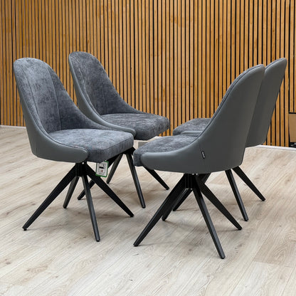 ‘Jose’ Anthracite Grey Fabric Set of 4 Swivel Chairs