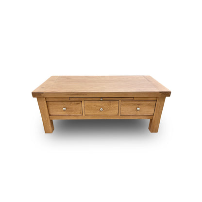 'Delaney' Natural Oak Coffee Table with 3 Drawers