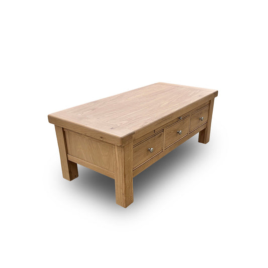 'Delaney' Natural Oak Coffee Table with 3 Drawers