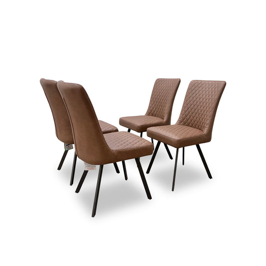 'Earth' Tan Faux Leather Dining Chairs - Set of 4